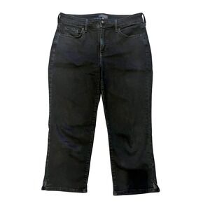 NYDJ Womens Black/Dark Navy Cool Embrace Ankle Slit Hem Jeans Size 10 Lift Tuck